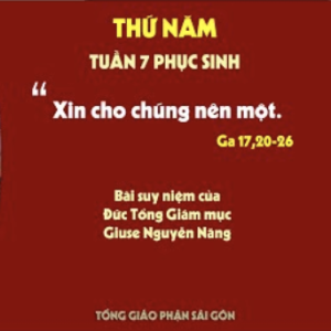 Suy niệm Lời Chúa: thứ Năm tuần 7 Phục sinh - Đức TGM Giuse Nguyễn Năng