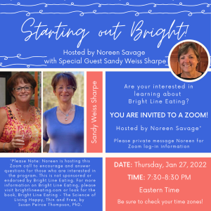 Starting Out Bright - hosted by Noreen Savage with special guest, Sandy Weiss Sharpe