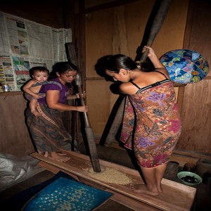 Rice pounding in Sarawak