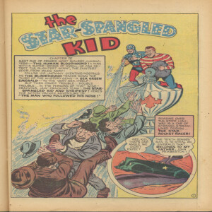 Ep 38 – Leading Comics #4, Autumn 1942, Chapter 4 of 7, The Star Spangled Kid, “The Man Who Followed His Nose”
