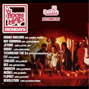 Boom Bap Monday - (Twitch.tv) - Various DJ‘s (12 hours)19 Sep 22