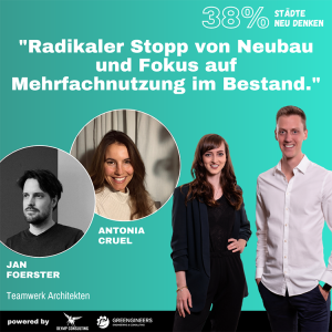 096 Jan Foerster & Antonia Cruel von Teamwerk Architekten⎮”Radikaler Stopp von Neubau und Fokus auf Mehrfachnutzung im Bestand.”