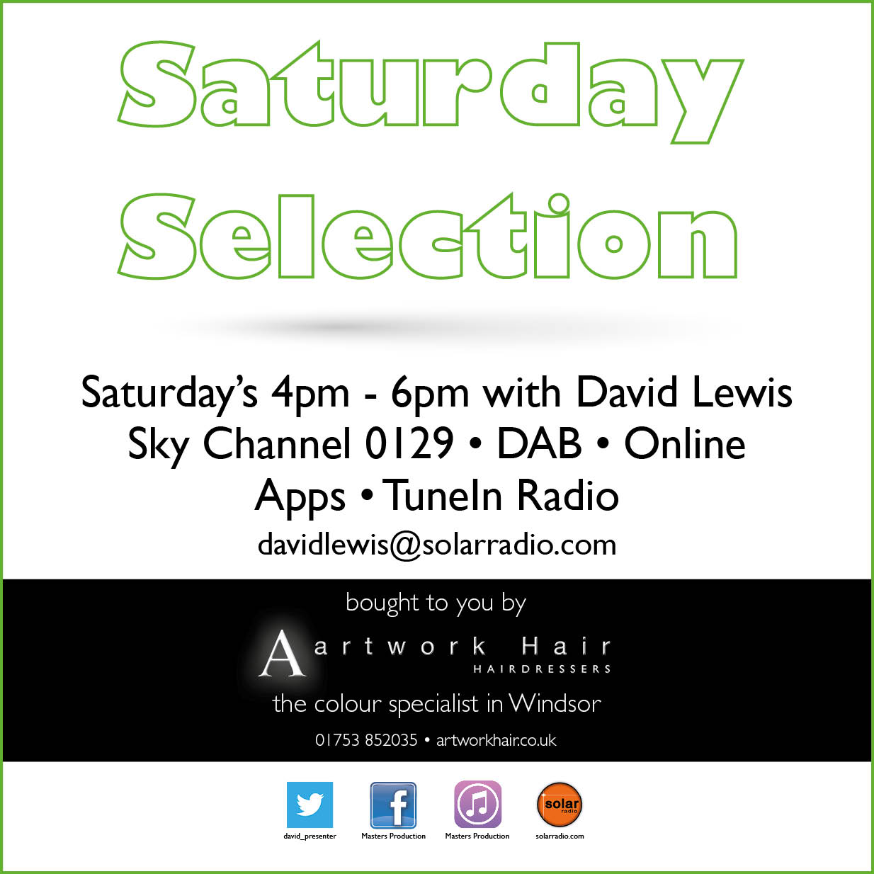 The Artwork Hair Saturday Selection on Solar Radio with David Lewis Saturday 02-09-17
