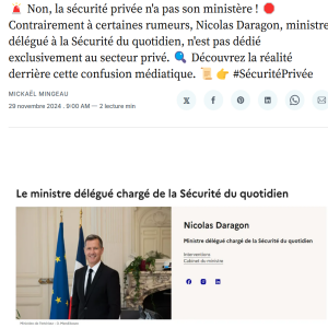 Désinformation : La sécurité privée n’a pas son Ministère