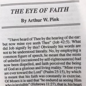 From the Pastor's Desk:  The Eye of Faith