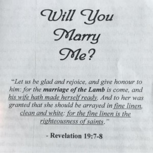 From the Pastor's Desk:  Will You Marry Me?