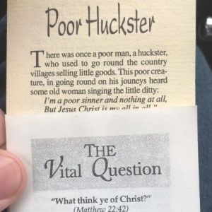 From the Pastor's Desk:  The Vital Question/Poor Huckster