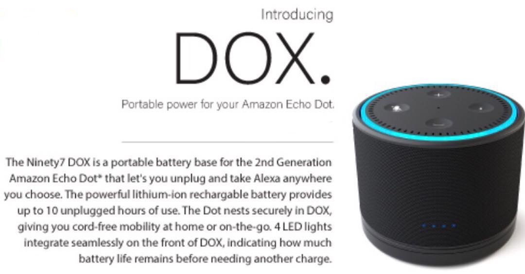 Dox - Portable battery base for Amazon Echo Dot