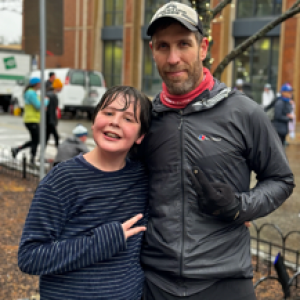 Finn Meehan and his dad Coach Sean