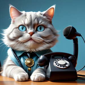 Comedy Cat! Harry Potter author J. K. Rowling telegram.  Phone experts Alexander Verizon and Kitty Bell.