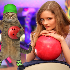 CatComedy! Cat psychic and champion bowler snd Kitty Amanda.