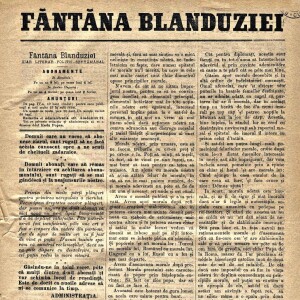 Istoria Presei Românești - Publicațiile periodice românești (XVII) - Revista „Fântâna Blanduziei” (1)