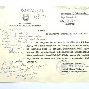 Fondul ”Special” și Biblioteca Academiei Române (XII, partea 1)