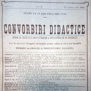 Istoria Presei Românești - Publicațiile periodice românești (XXXIX) - „Convorbiri didactice”