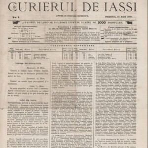 Istoria Presei Românești - Publicațiile periodice românești (XXXVI) - „Curierul de Iaşi” (1)