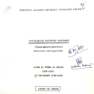 Fondul ”Special” și Biblioteca Academiei Române (XII, partea 2)