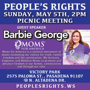 Barbie George Moms for America speaking at the Peoples Rights meeting in Pasadena, California 05-05-24