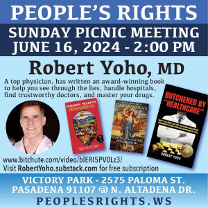 Robert Yoho, MD speaking for Peoples Rights Sunday meeting in the park.  06-16-24