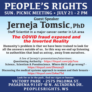 Jerneja Tomsic,PHD speaking for Peoples Rights in Pasadena California 07-21-24