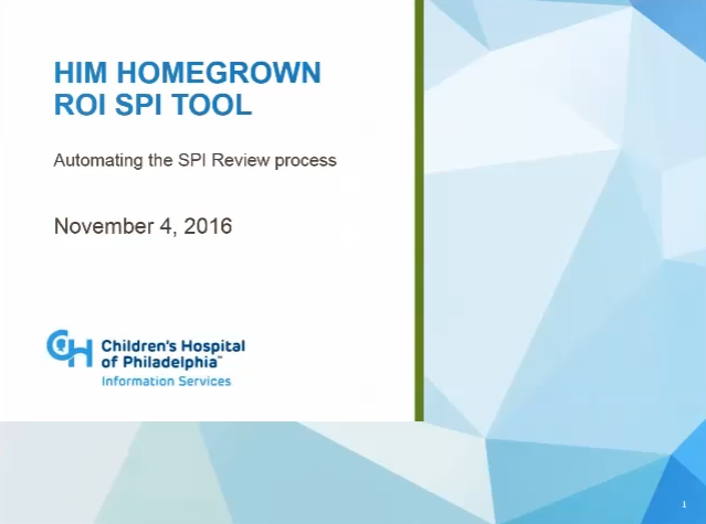 HIM Homegrown ROI SPI Tool - e4 Webinar with guest presenter Stephen A. Young