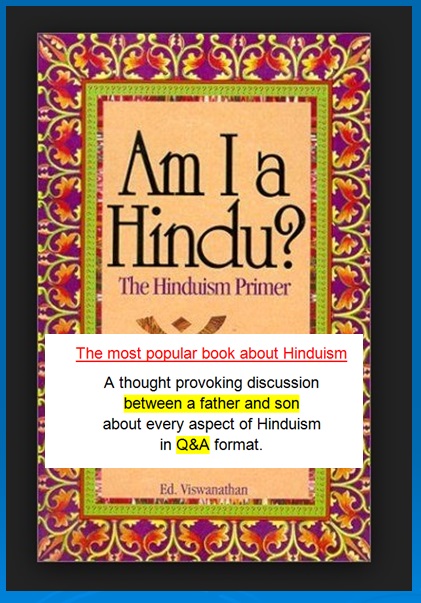 Am I A Hindu? is a very lively discussion (Question and Answer format) between a 14-year-old American born teenager and his middle-aged father discussing every aspect of Hinduism in 90 chapters.