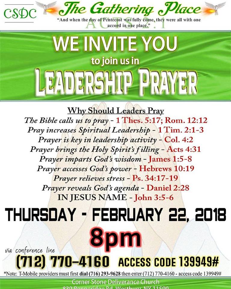 CSDC - Leadership Prayer - February 22 2018
