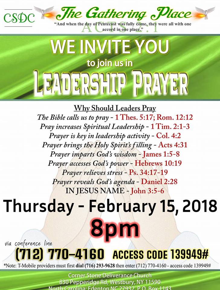 CSDC Leadership Prayer - 2/15/2018