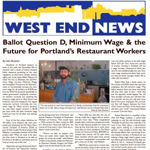 Question D, the Minimum Wage & the Future for Portland Restaurant Workers