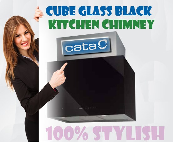 CUBE Glass Black Hoods, Cata Kitchen Chimneys Online | Cata India