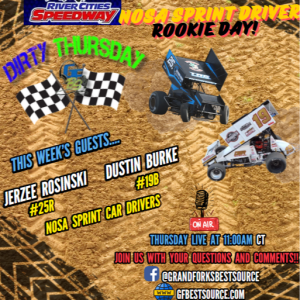 RCS Dirty Thursday - "NOSA Rookie Day" with Sprint Car Drivers  #25R Jerzee Rosinski & #19B Dustin Burke - 8-8-2024