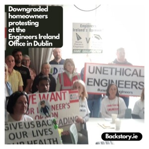 Downgraded homeowners protest at Engineers Ireland headquarters.