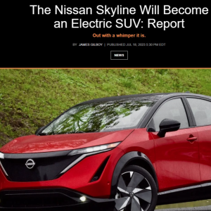 YDBTDAILY  The Nissan Skyline suffers the same Fate as the mustang Going out like as a EV SUV