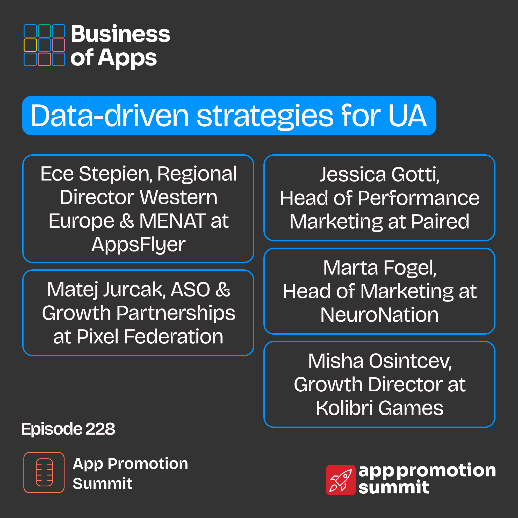 #228: “Data-drive strategies for UA” App Promotion Summit Berlin panel