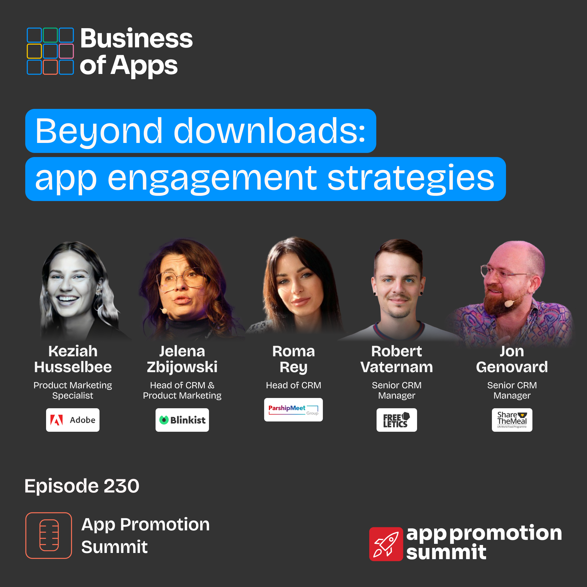 #230: “Beyond Downloads: App Engagement Strategies” App Promotion Summit Berlin panel