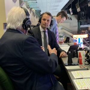 Niklas Backstrom pregame w/Tom Reid