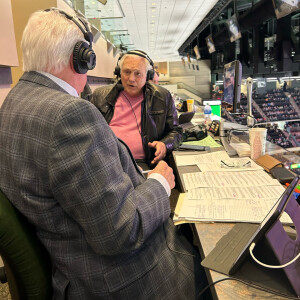 Lou Nanne w/Tom Reid during 2nd int @KFAN1003