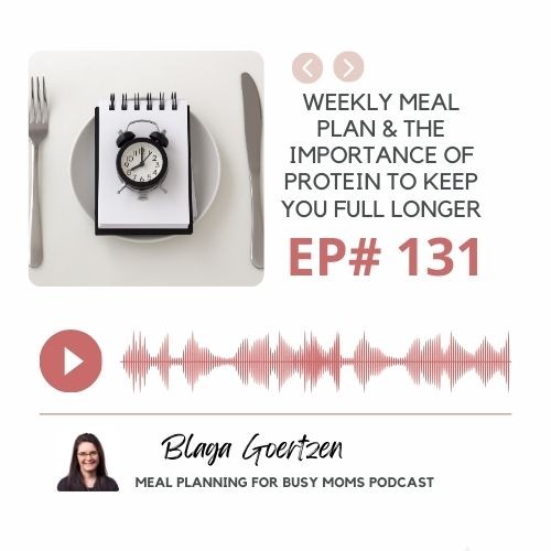 Episode 131 Weekly Meal Plan and The Importance of Protein to Keep You Full Longer!