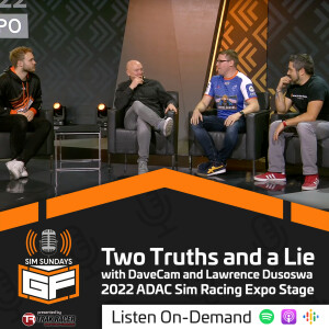 Two Truths and a Lie with DaveCam and Lawrence Dusoswa LIVE on the 2022 ADAC Sim Racing Expo on Stage