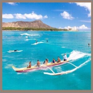 Outrigger Surfing Canoe Ride at Waikiki Beach