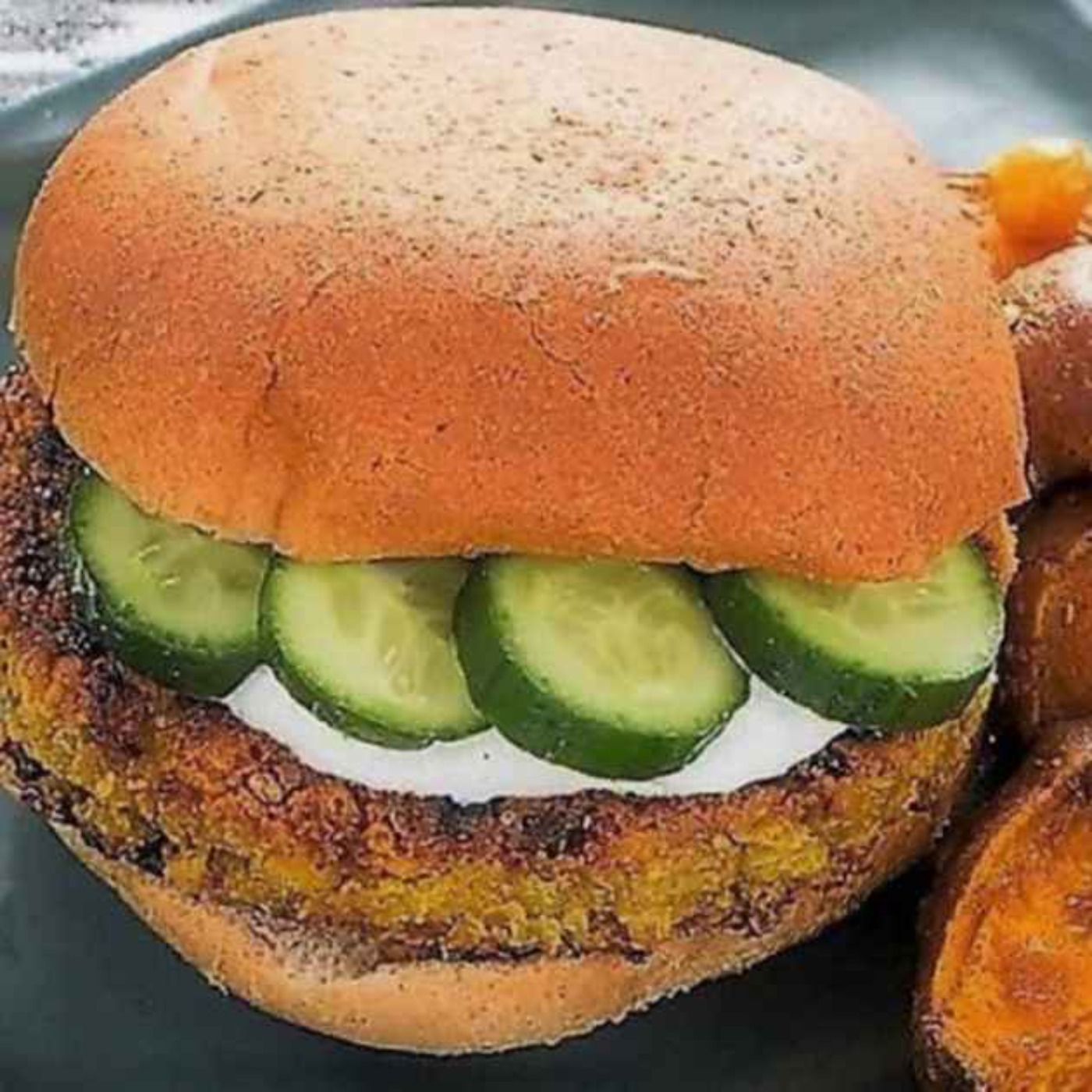 Spicy Chickpea Rice Burgers with BBQ Sauce