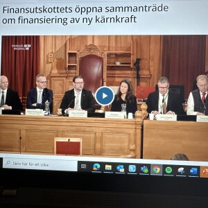 Swedish Finansdepartementet, on Nov 14th 2024 held a public meeting on financing new nuclear power