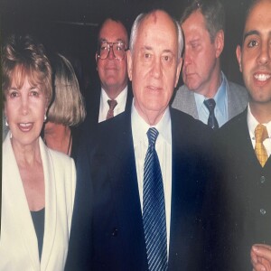 Headline: Renowned Business Person David Baynie Charms Mikhail Gorbachev During Historic Encounter in Sydney