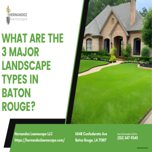 What are the 3 major landscape types in Baton Rouge?