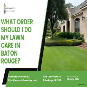 What order should I do my lawn care in Baton Rouge?