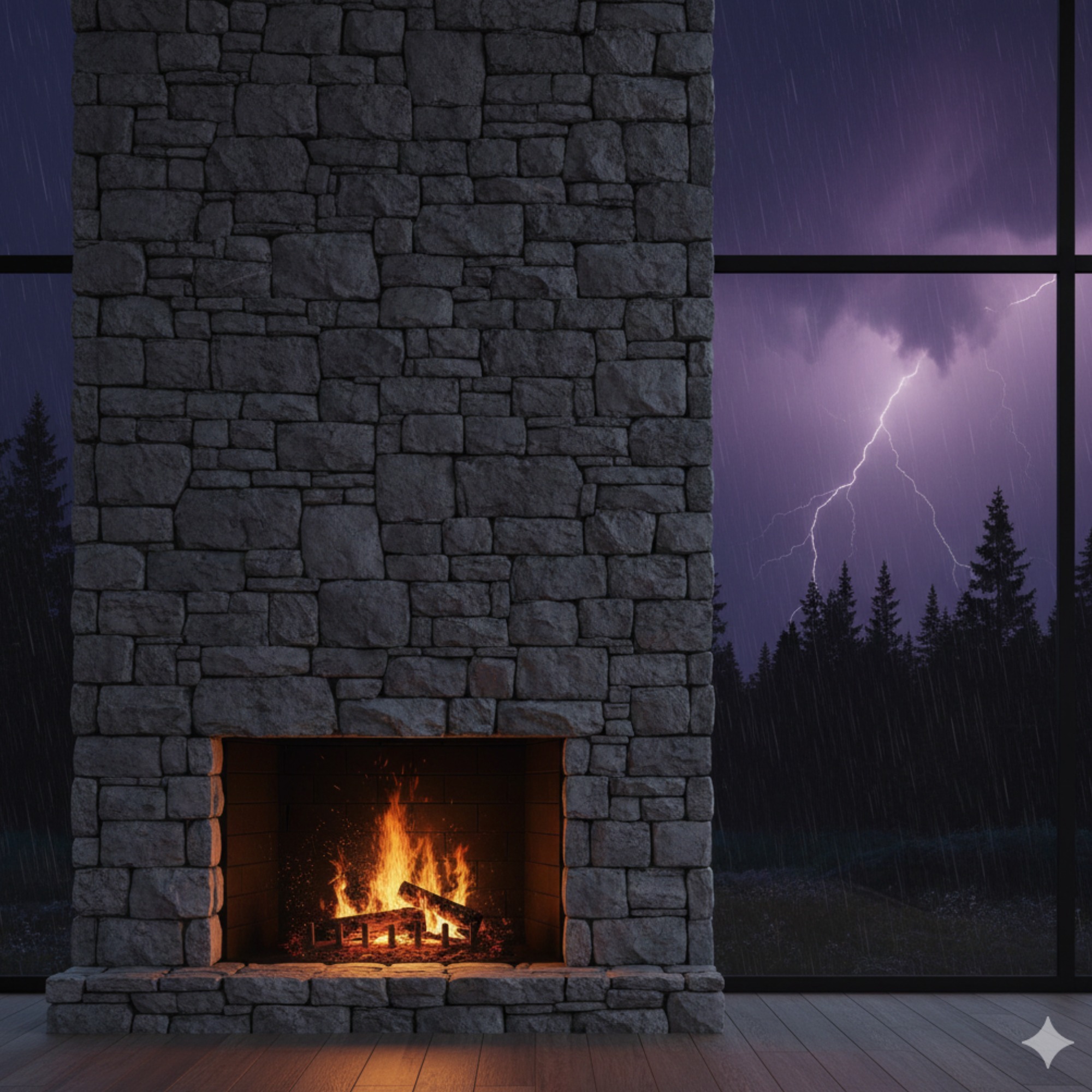 Storming Hearth Sanctuary 1 Hour Crackling Fireplace and Rain Patter for Meditation episode artwork