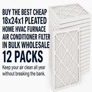 Buy the Best Cheap 18x24x1 Pleated Home HVAC Furnace Air Conditioner Filter in Bulk Wholesale 12 Packs and Keep Your Air Clean All Year