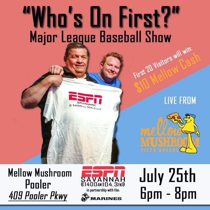 Game #8 7.25.18 of the ESPN Savannah AM 1400, FM 104.3 FM, & 92.7 FM “Who’s on First Major League Baseball Show”