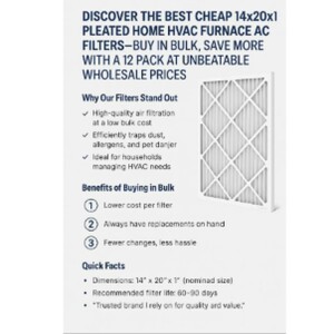 Discover the Best Cheap 14x20x1 Pleated Home HVAC Furnace AC Filters—Buy in Bulk, Save More with a 12 Pack at Unbeatable Wholesale Prices