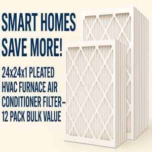 Smart Homes Save More! Buy Best Cheap 24x24x1 Pleated Home HVAC Furnace Air Conditioner Filter 12 Pack Bulk Wholesale