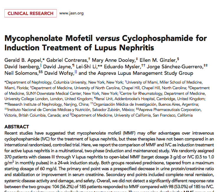 E7: The ALMS Trial - MMF vs CYC for Lupus Nephritis